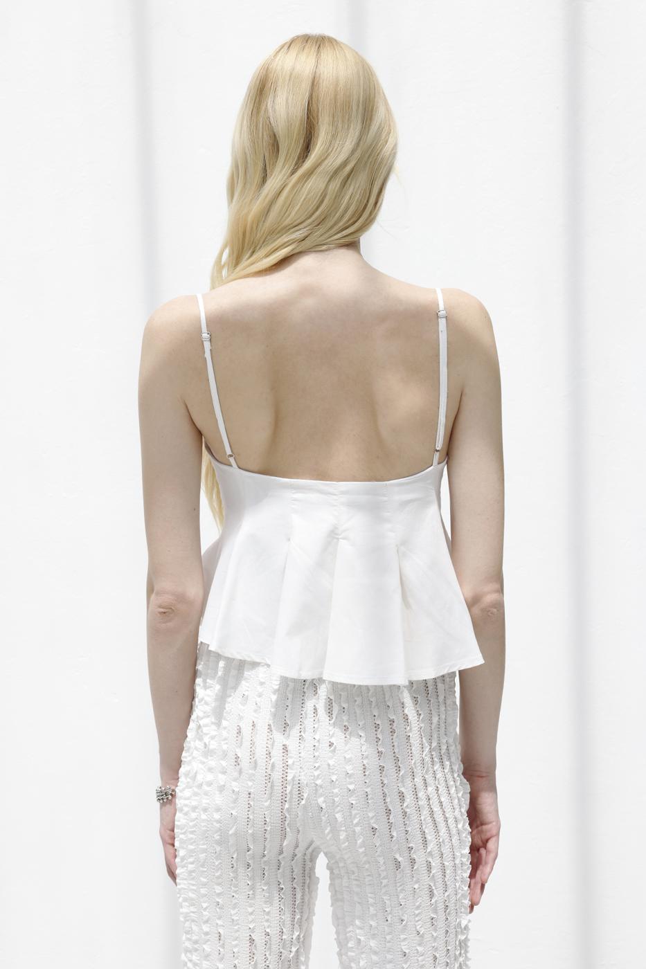 Pleated Strap Blouse White