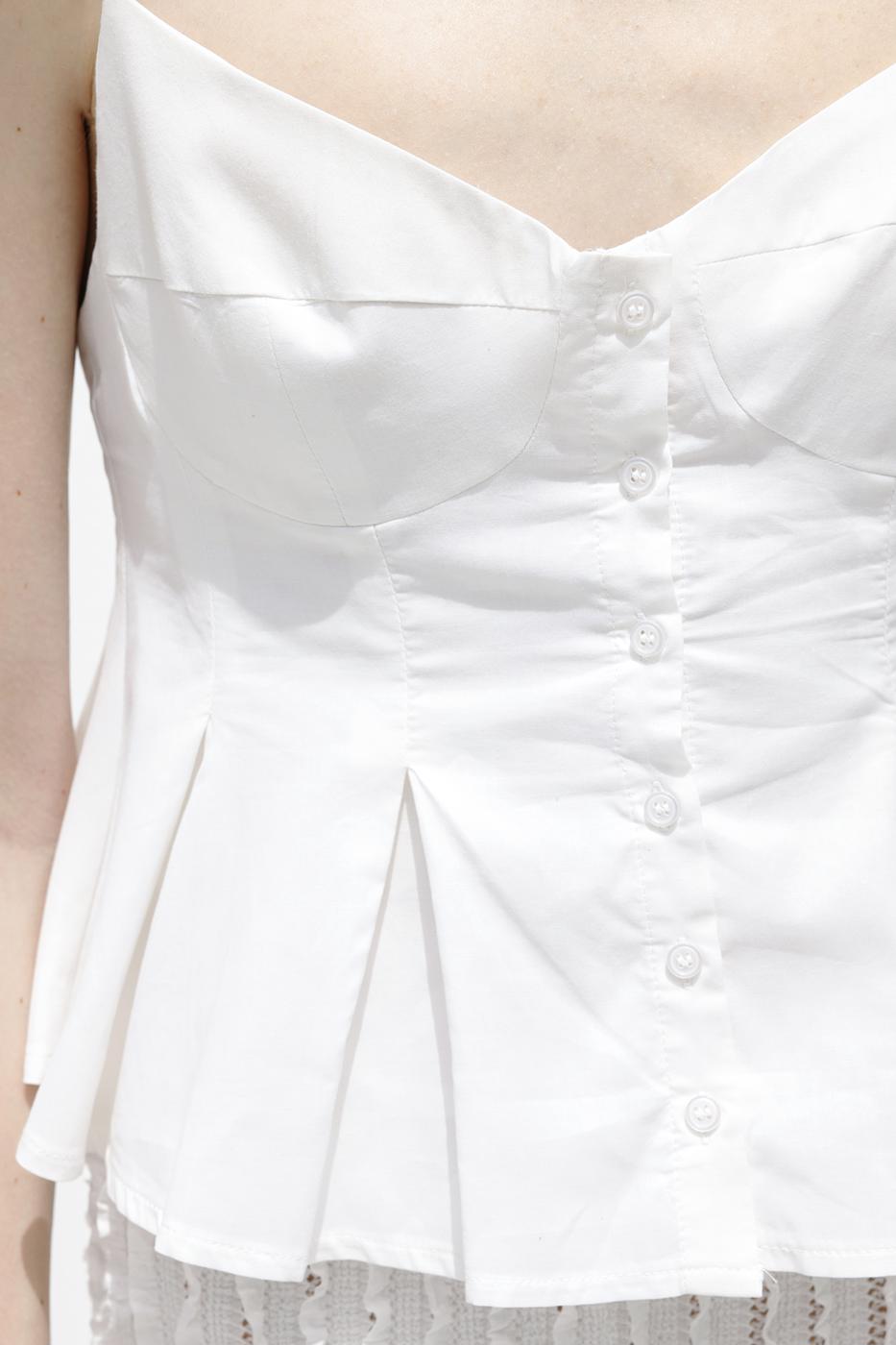 Pleated Strap Blouse White