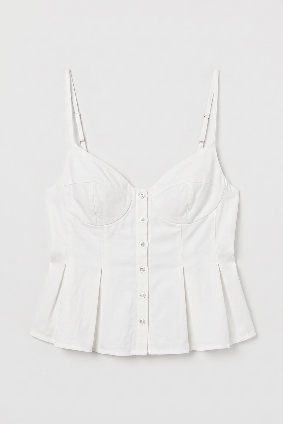 Pleated Strap Blouse White