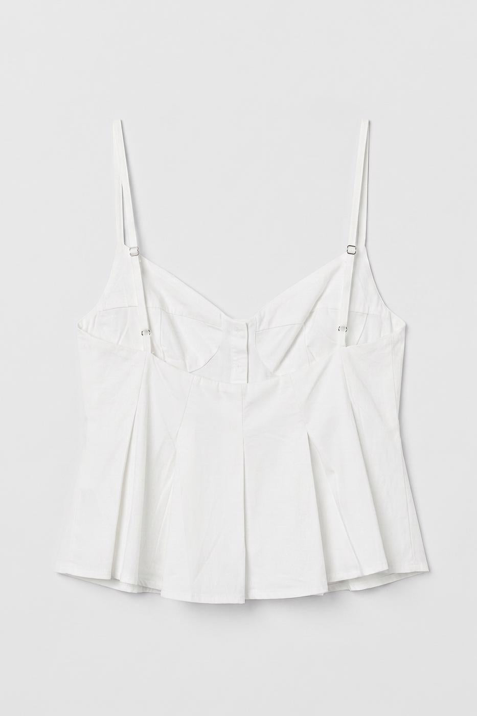 Pleated Strap Blouse White