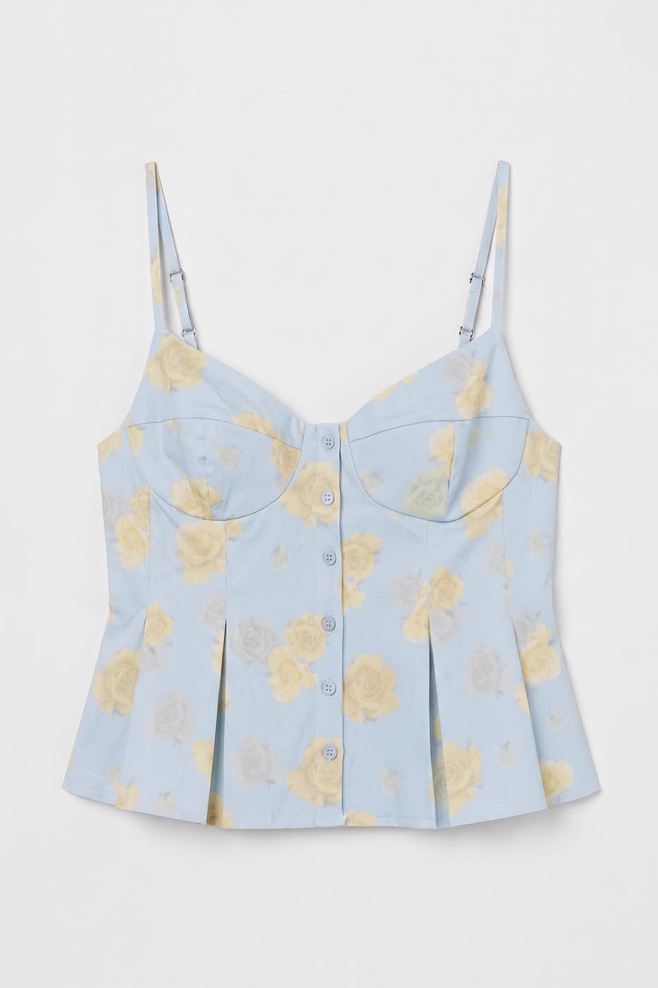 Pleated Strap Blouse Ice blue