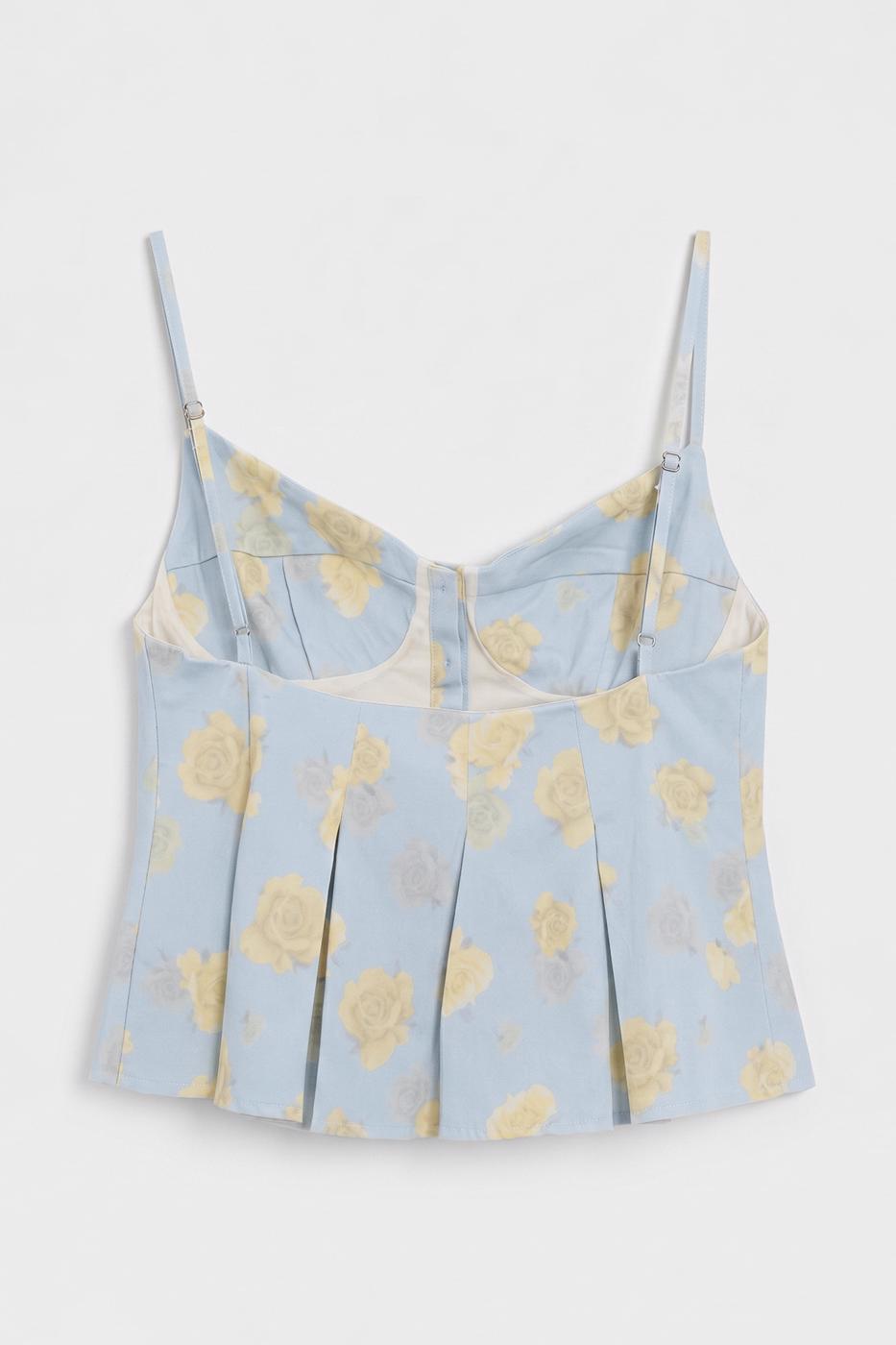 Pleated Strap Blouse Ice blue