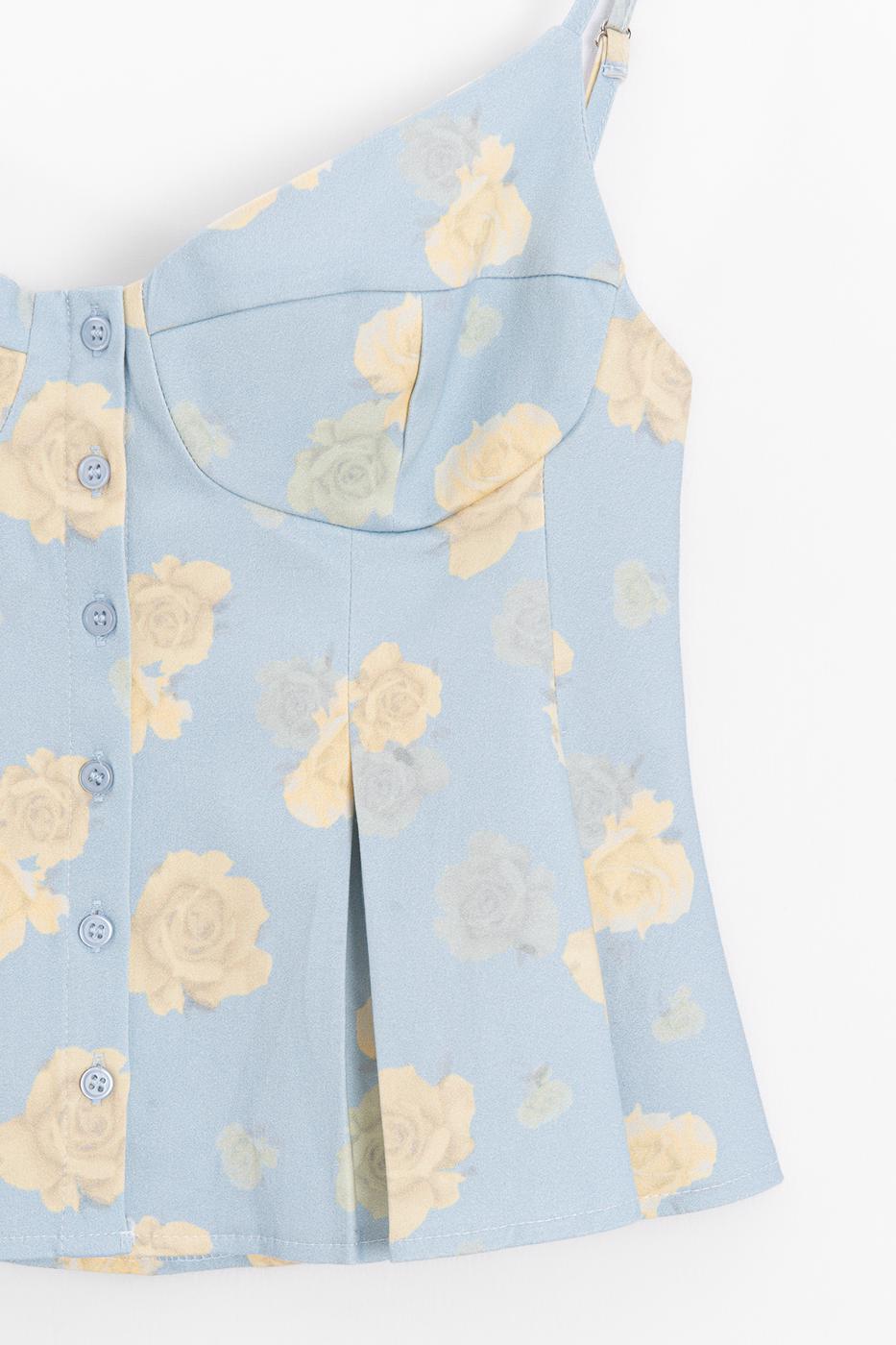 Pleated Strap Blouse Ice blue