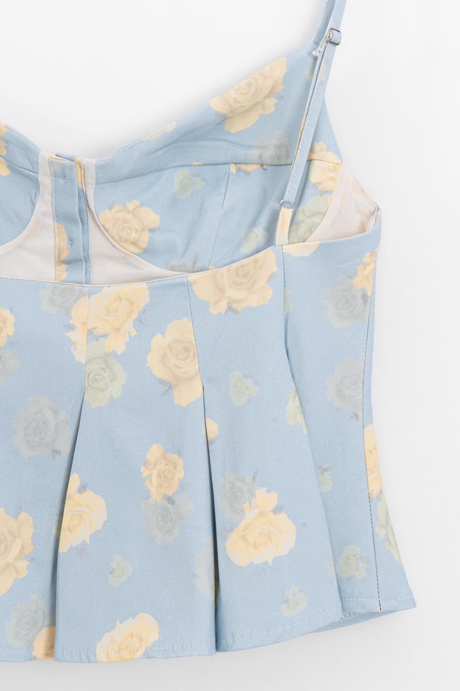 Pleated Strap Blouse Ice blue