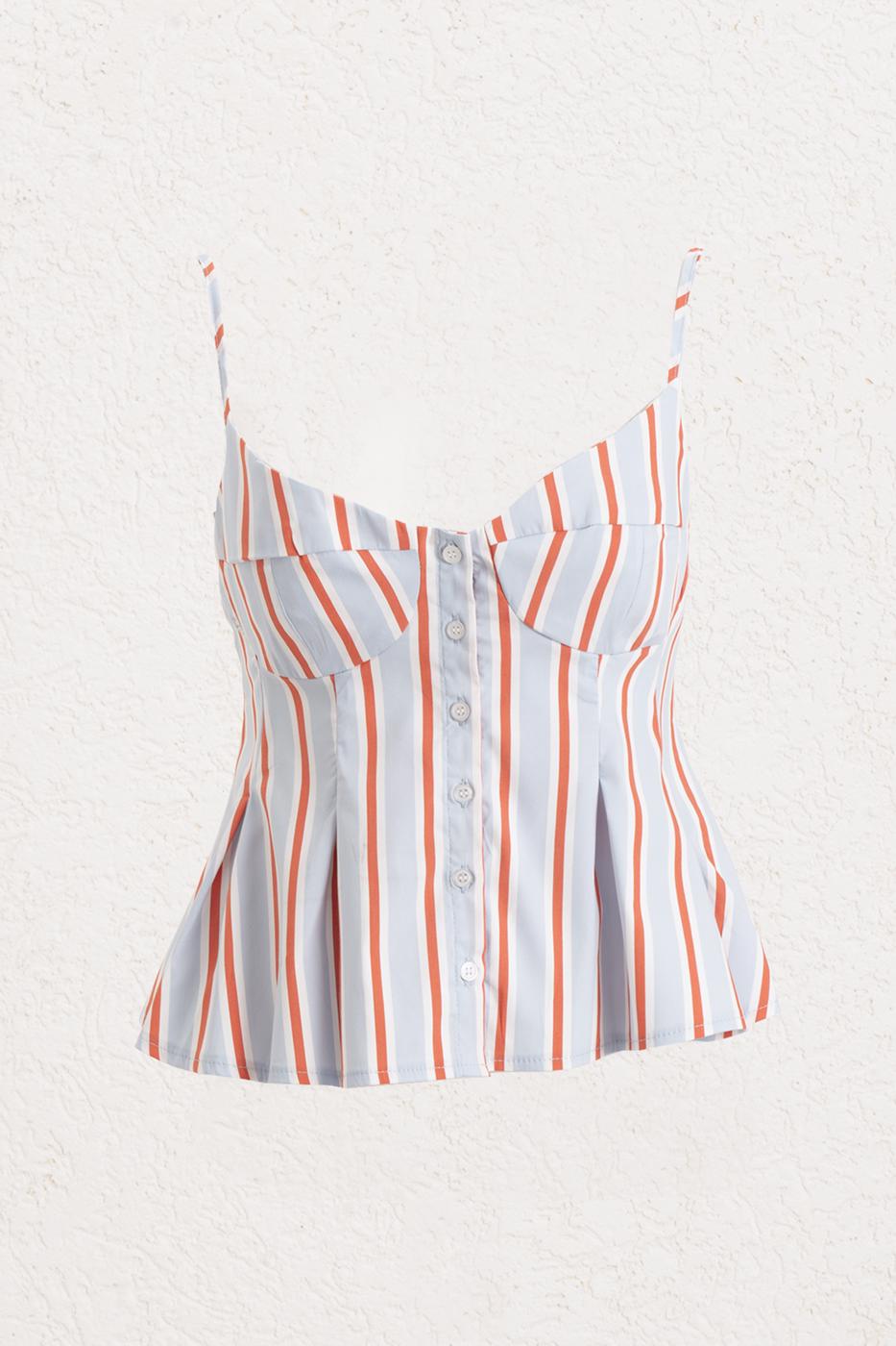Pleated Strap Blouse Red lıne