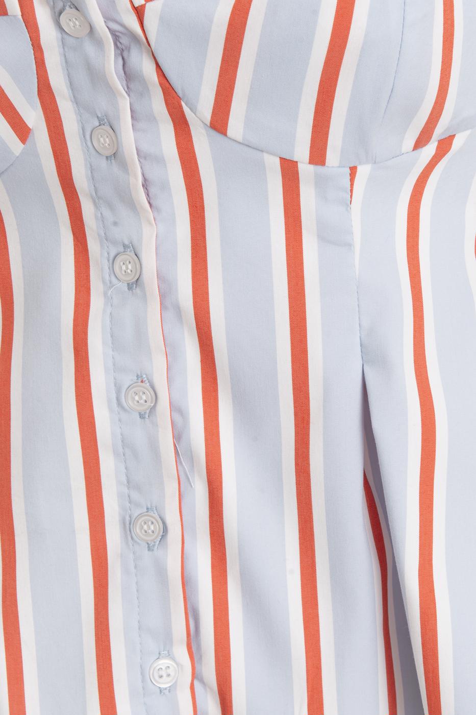 Pleated Strap Blouse Red lıne