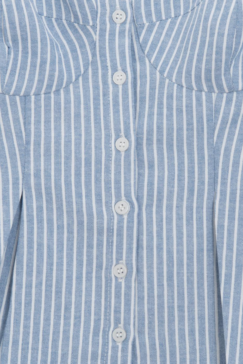 Pleated Strap Blouse Blue lıne