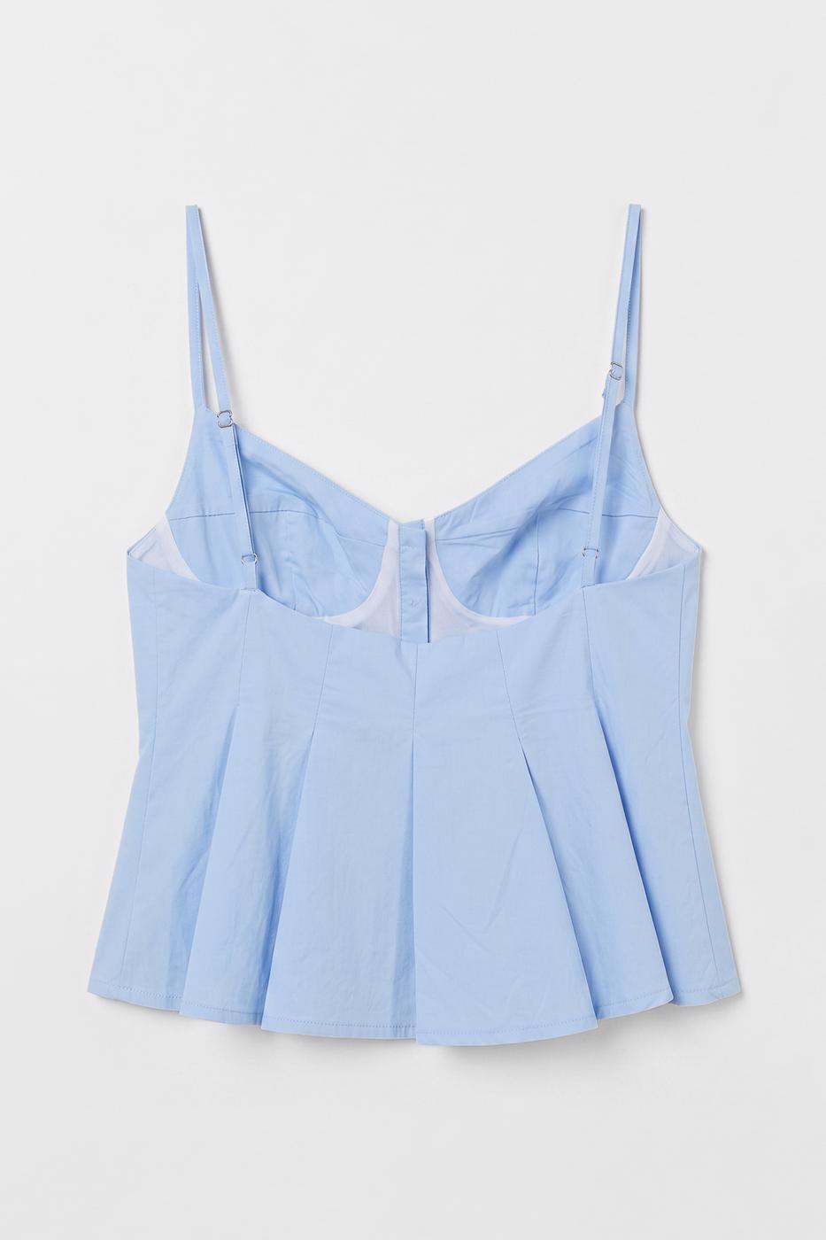 Pleated Strap Blouse Blue