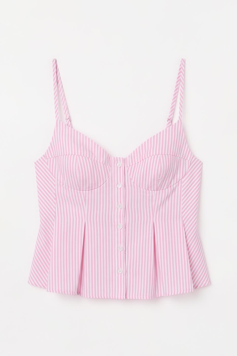 Pleated Strap Blouse Pink