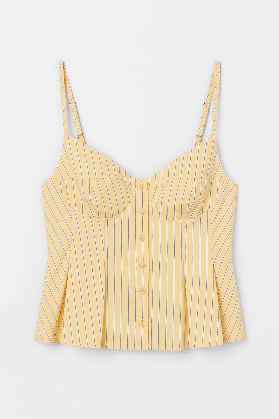 Pleated Strap Blouse Yellow lıne