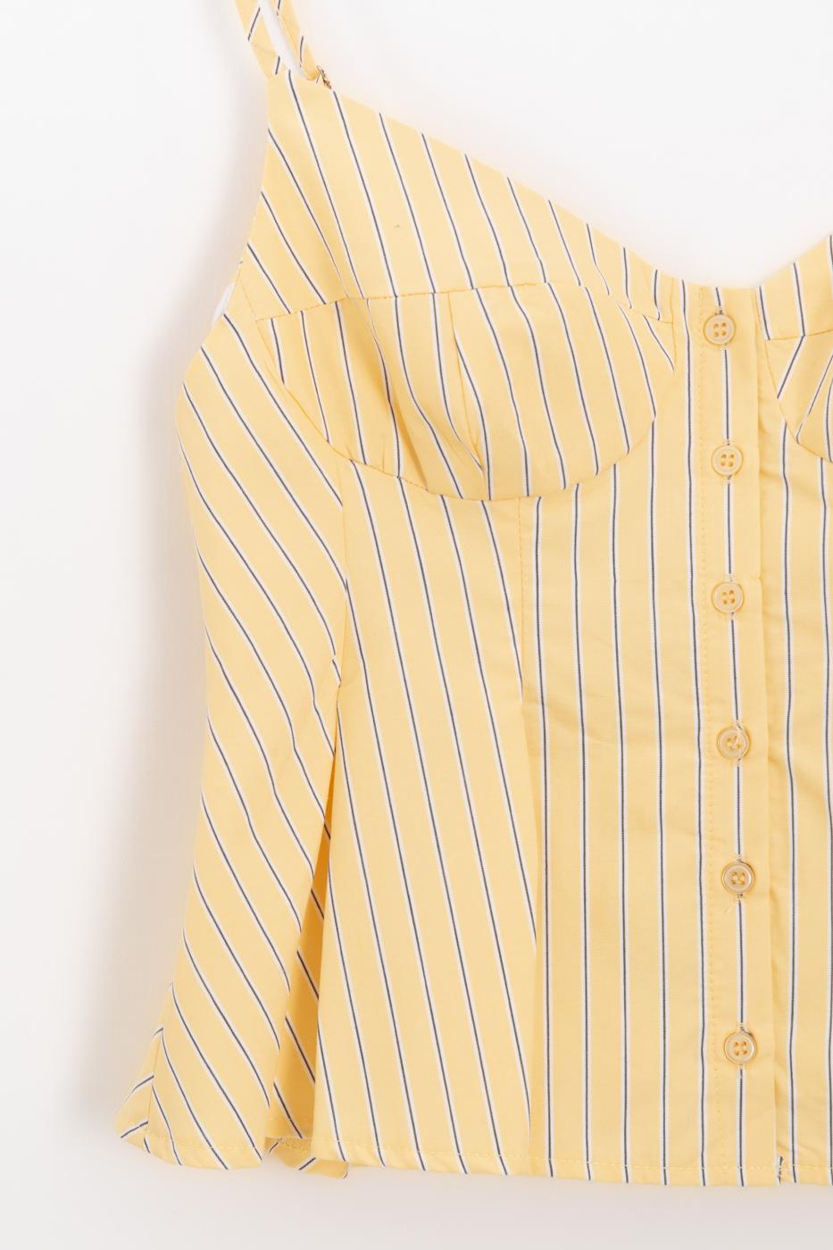 Pleated Strap Blouse Yellow lıne