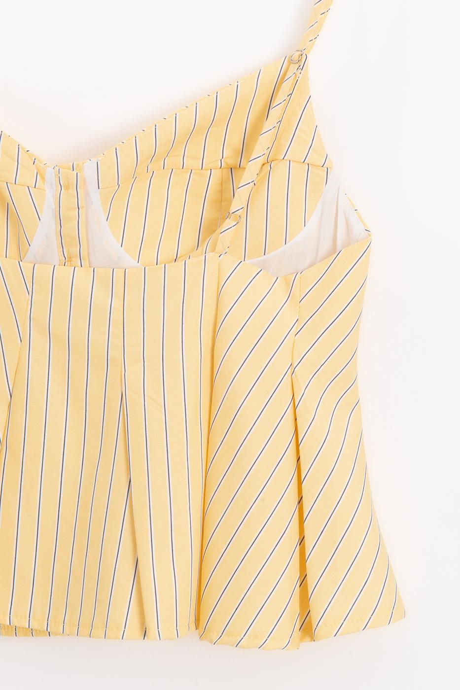Pleated Strap Blouse Yellow lıne