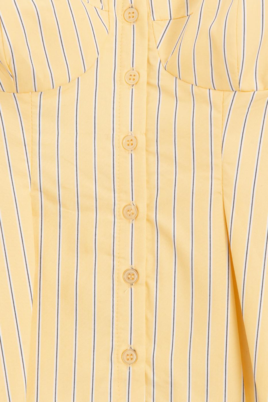 Pleated Strap Blouse Yellow lıne