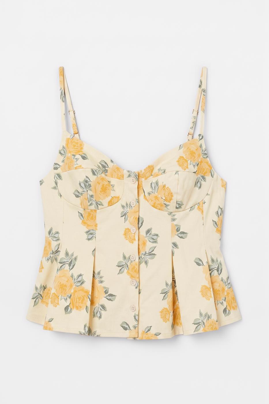 Pleated Strap Blouse Yellow