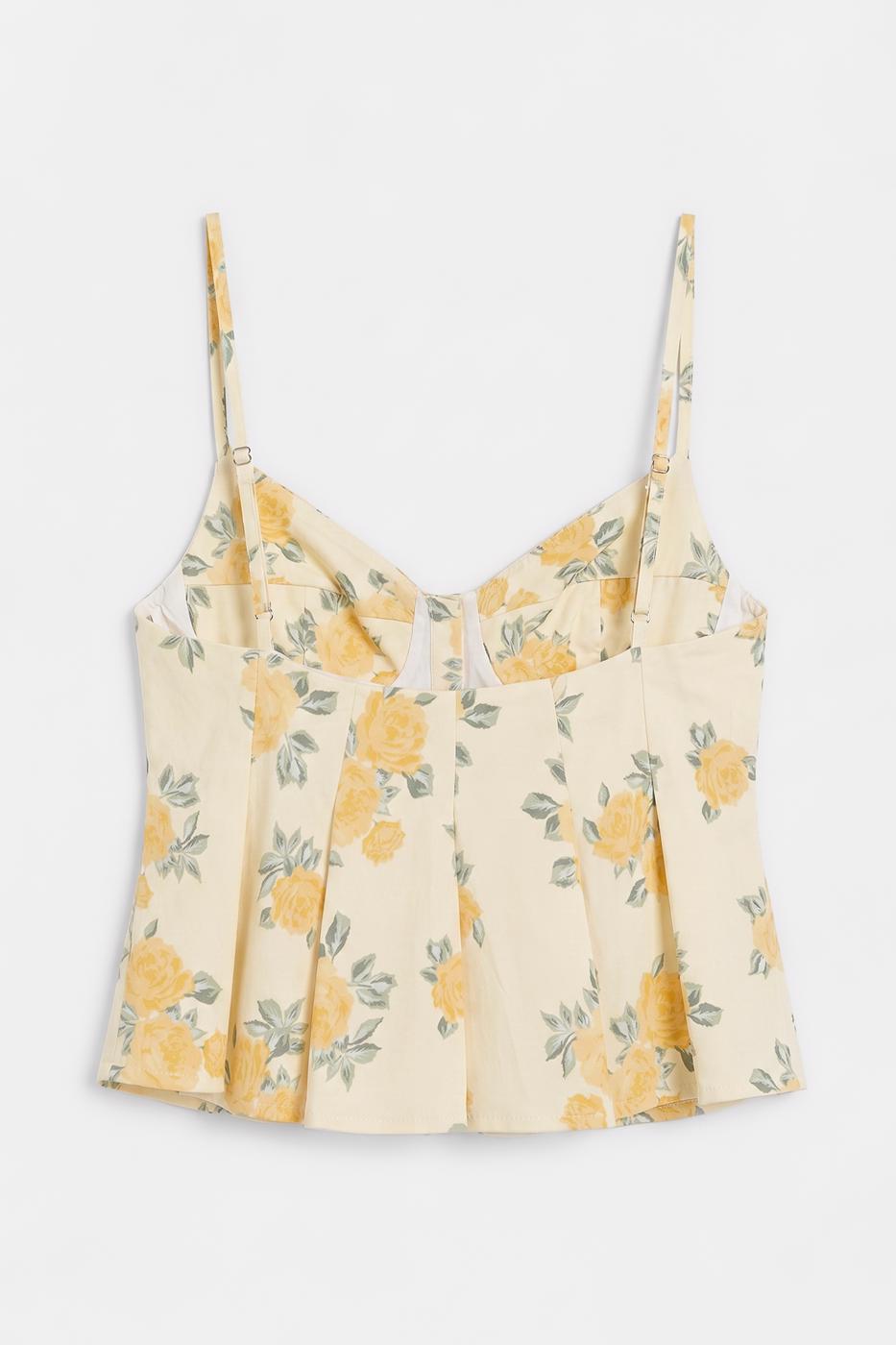 Pleated Strap Blouse Yellow