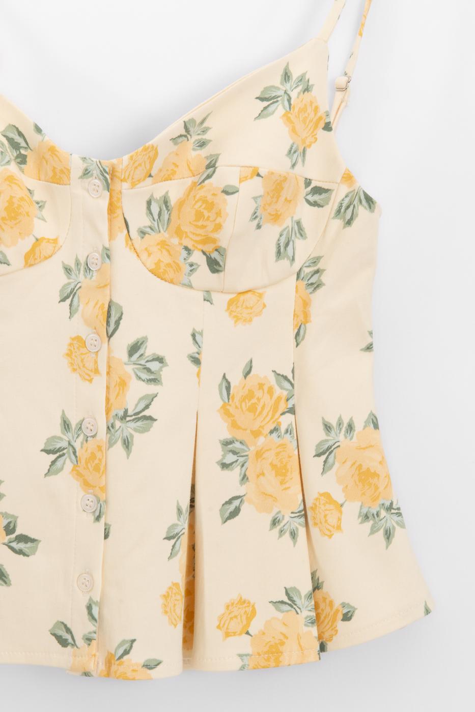 Pleated Strap Blouse Yellow