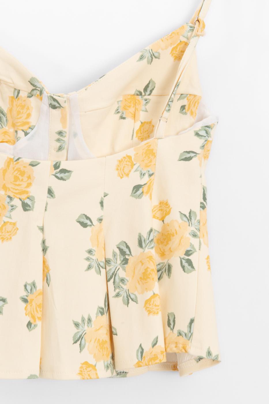Pleated Strap Blouse Yellow