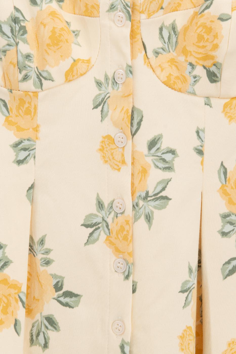Pleated Strap Blouse Yellow