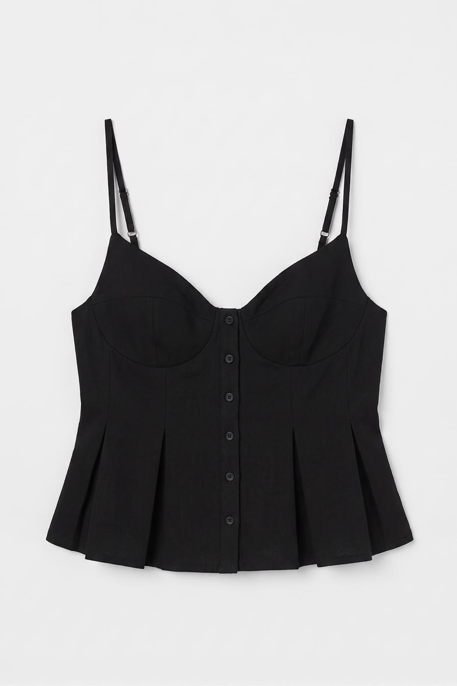 Pleated Strap Blouse Black