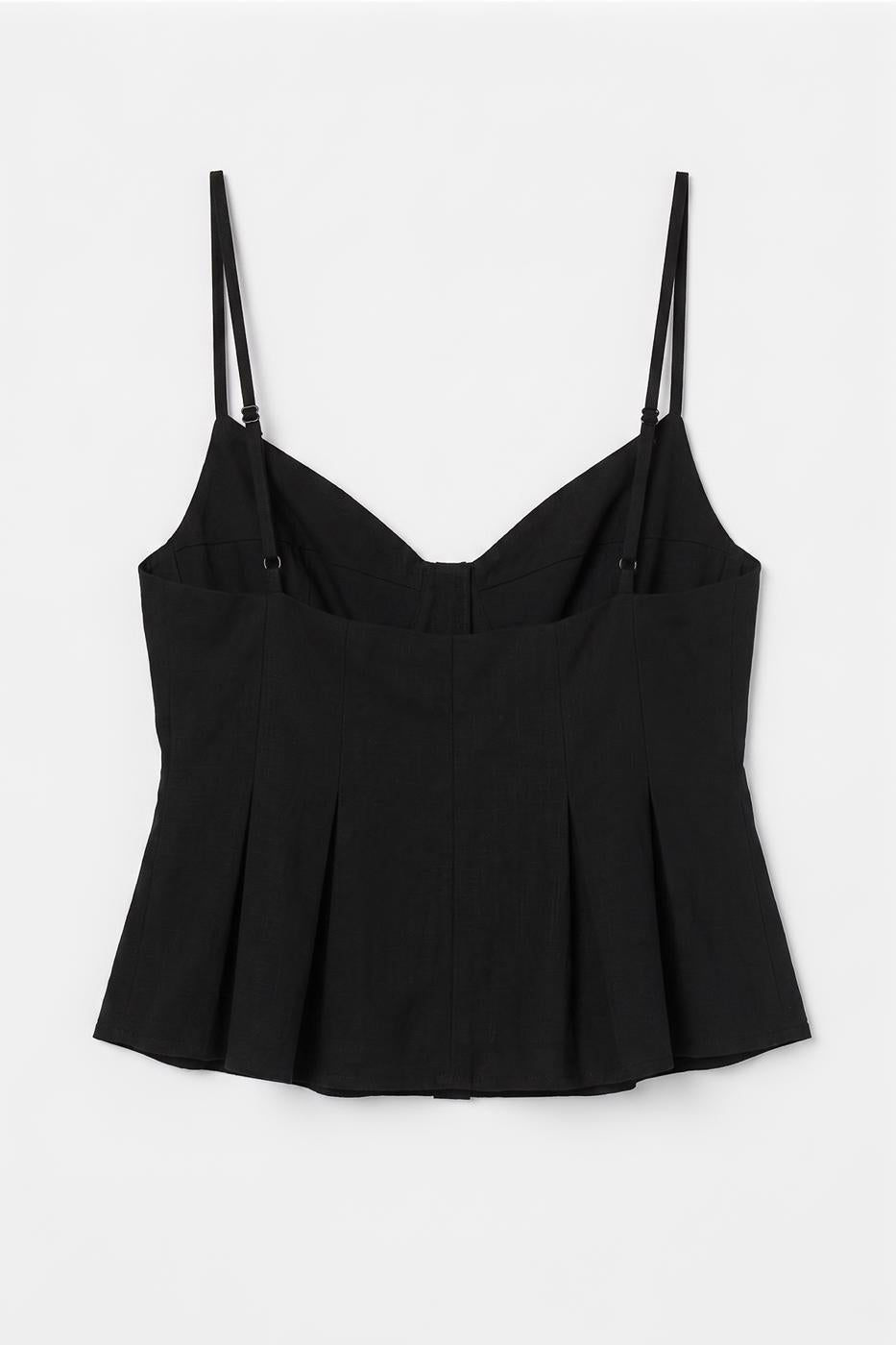 Pleated Strap Blouse Black