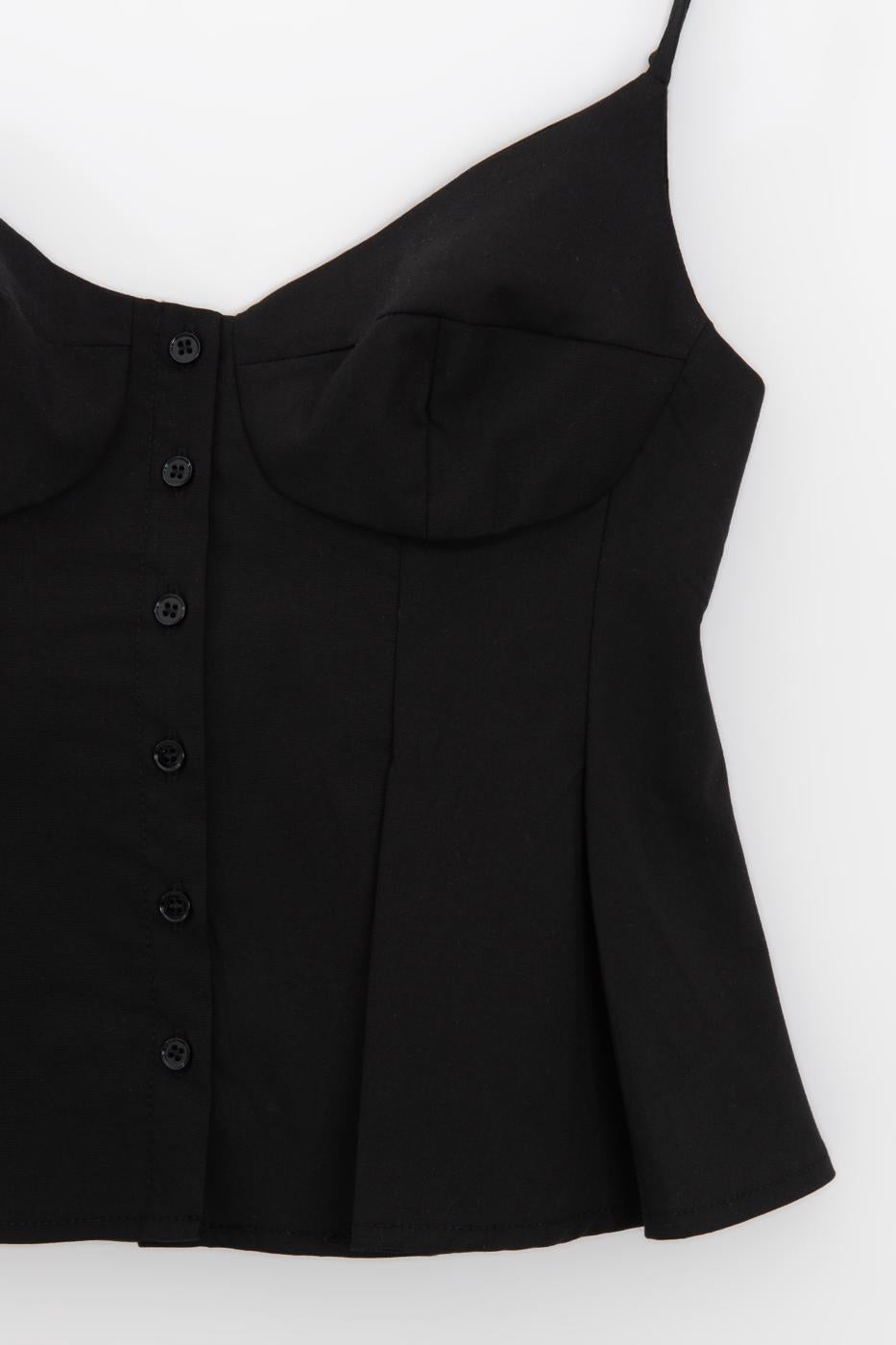 Pleated Strap Blouse Black