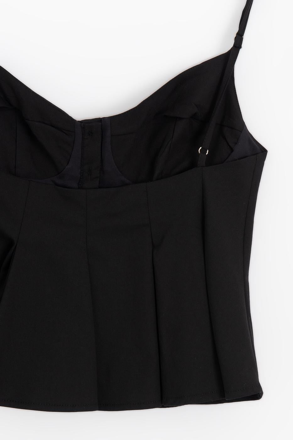 Pleated Strap Blouse Black