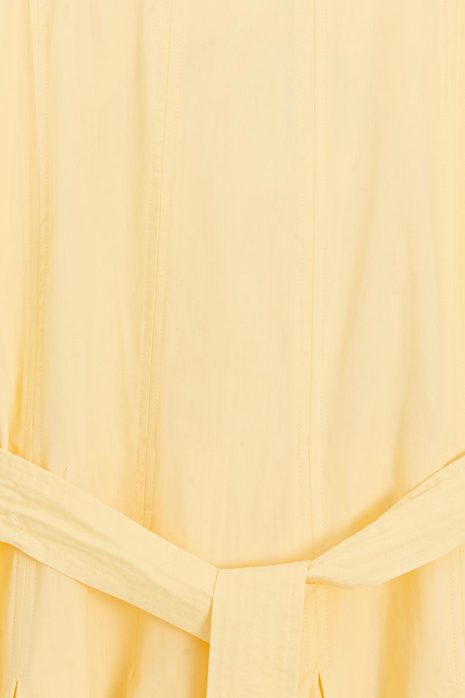 Pleated Cotton Midi Dress Yellow