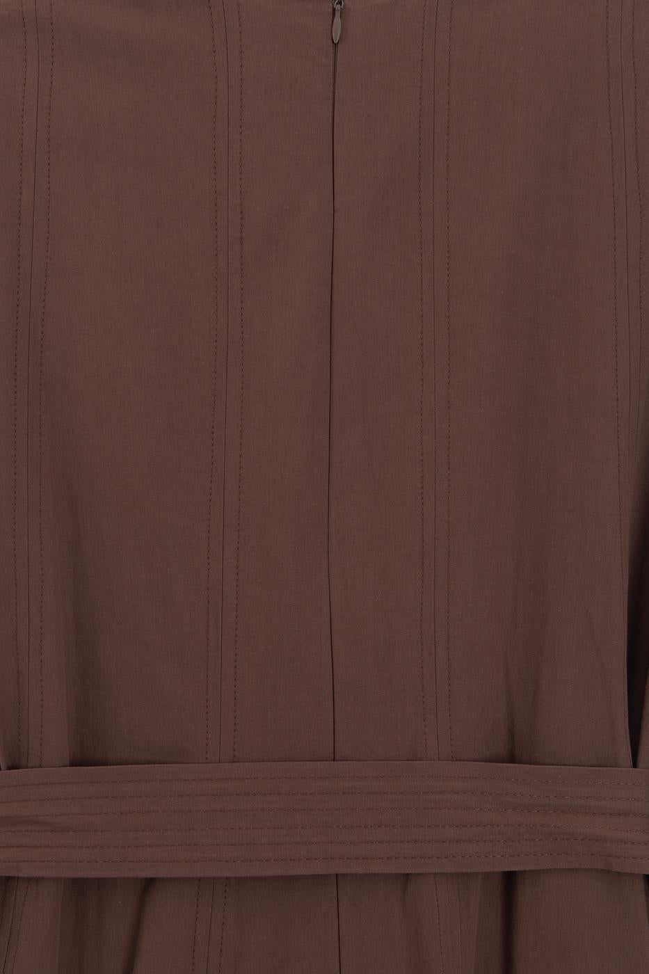 Pleated Cotton Midi Dress Cinnamon