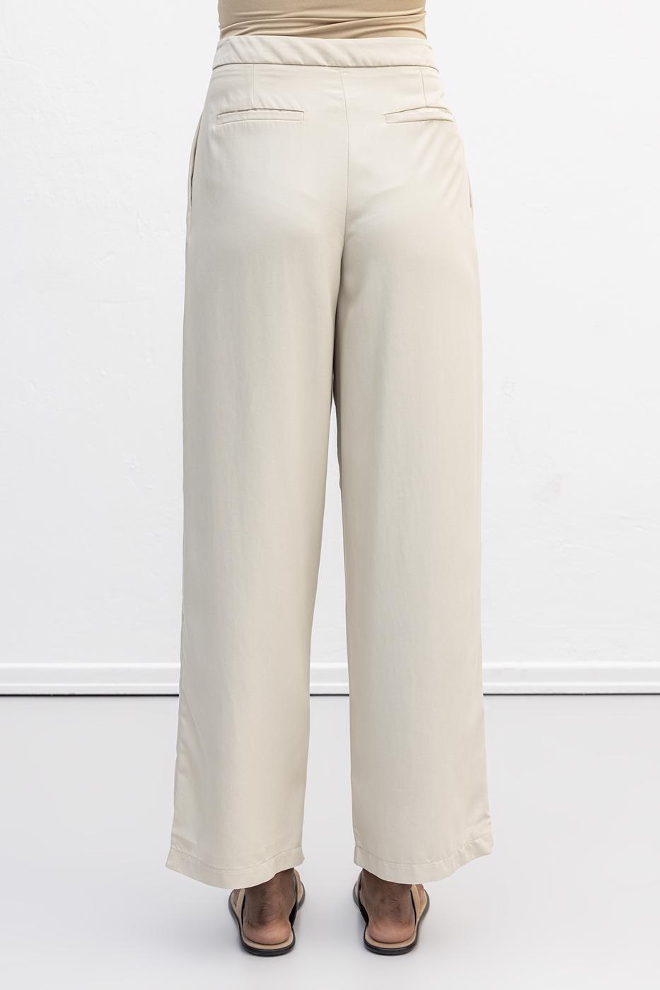 Pleated Carrot Trousers Beige