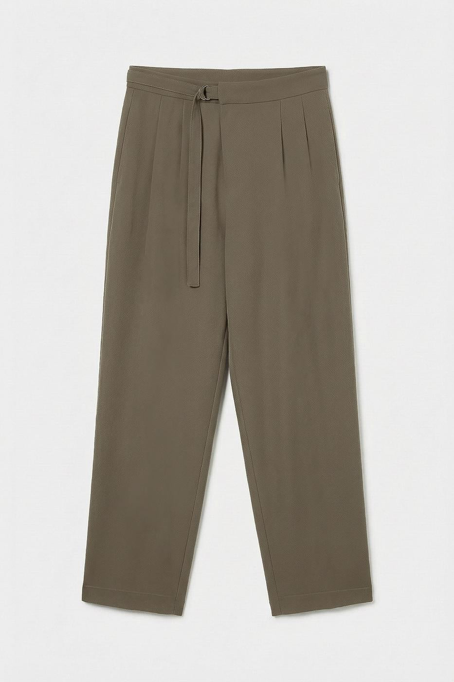 Pleated Carrot Trousers Khaki