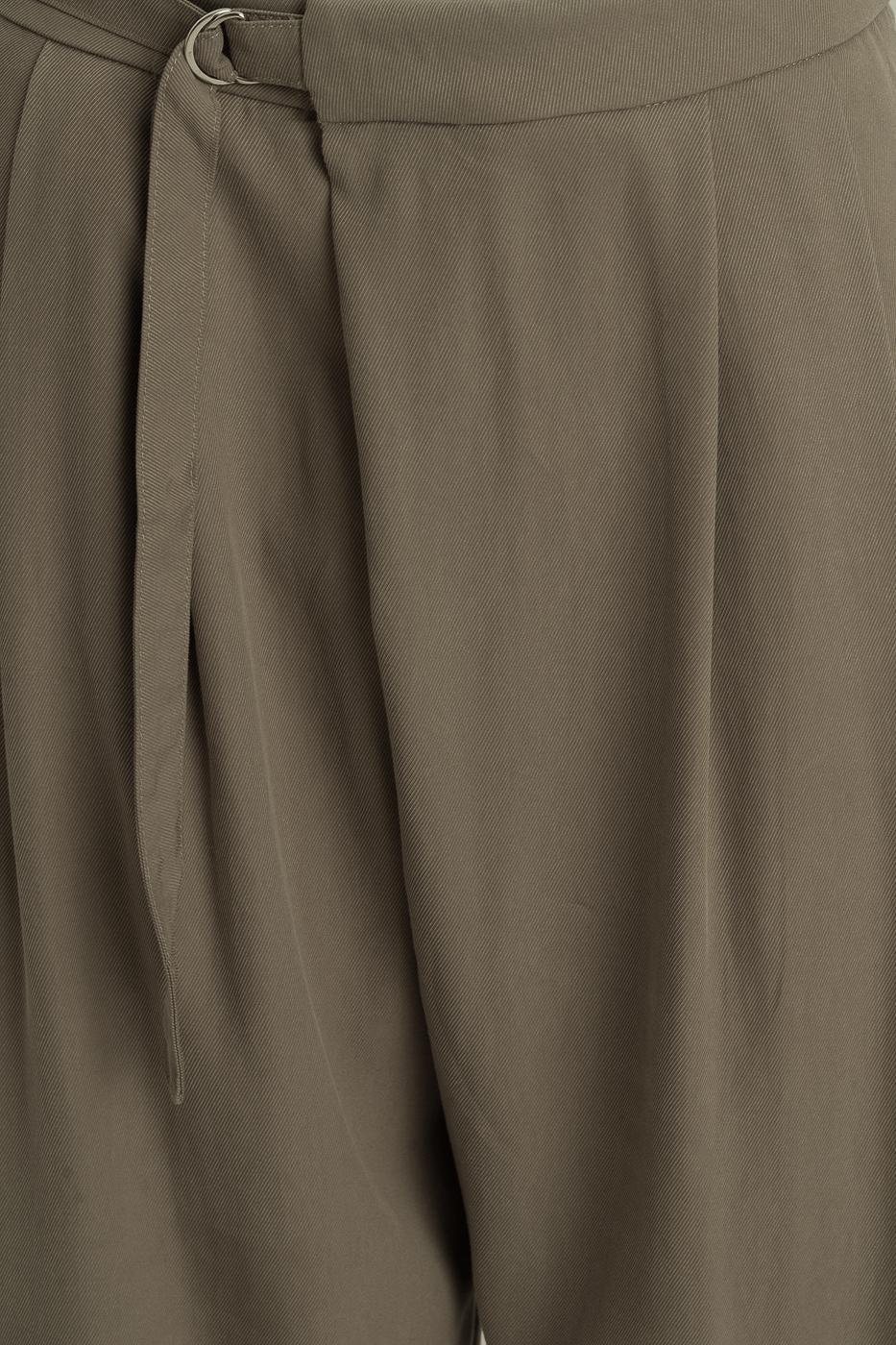 Pleated Carrot Trousers Khaki