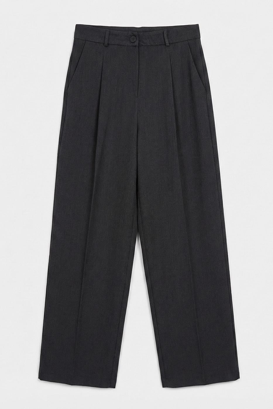 Classic Pleated Trousers Anthracite