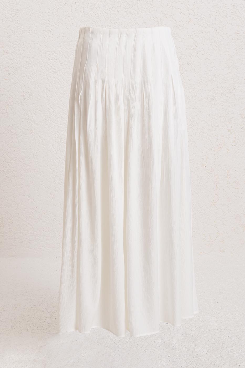 Pleated Midi Skirt Off whıte