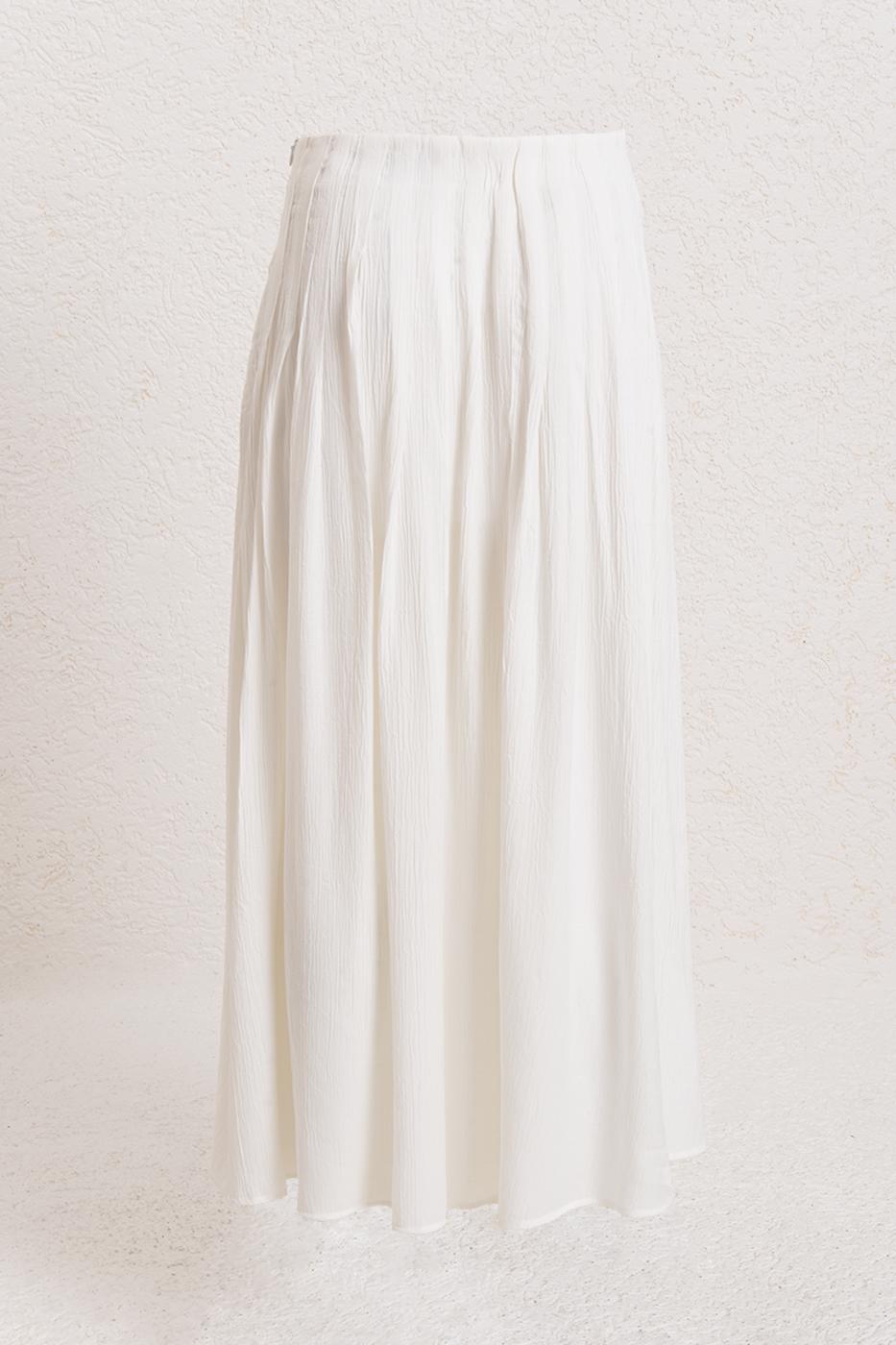 Pleated Midi Skirt Off whıte