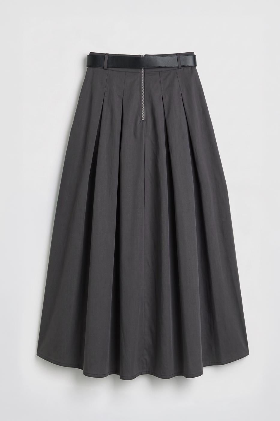 Pleated Midi Ruffled Skirt Anthracite