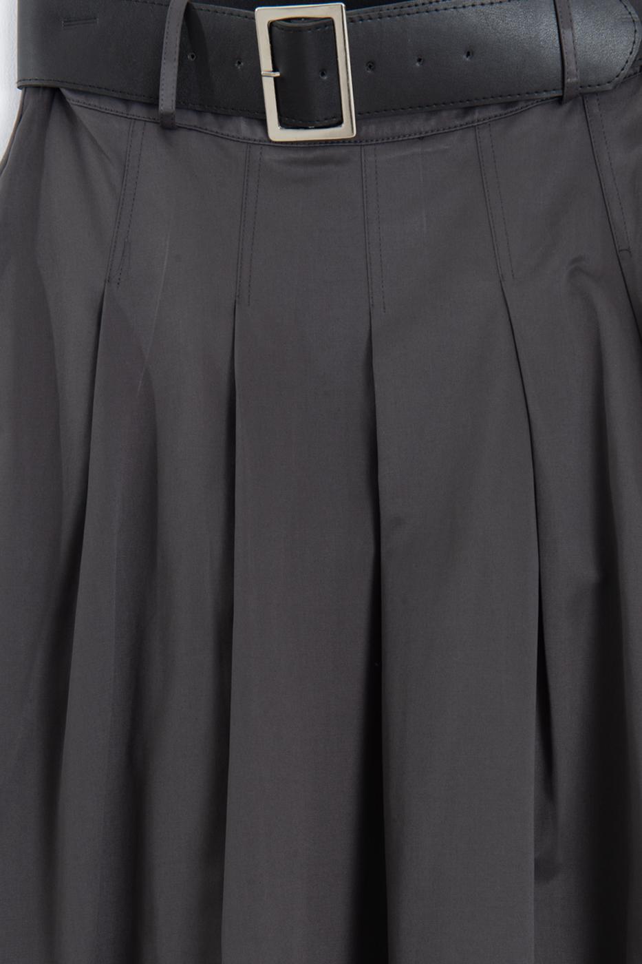 Pleated Midi Ruffled Skirt Anthracite