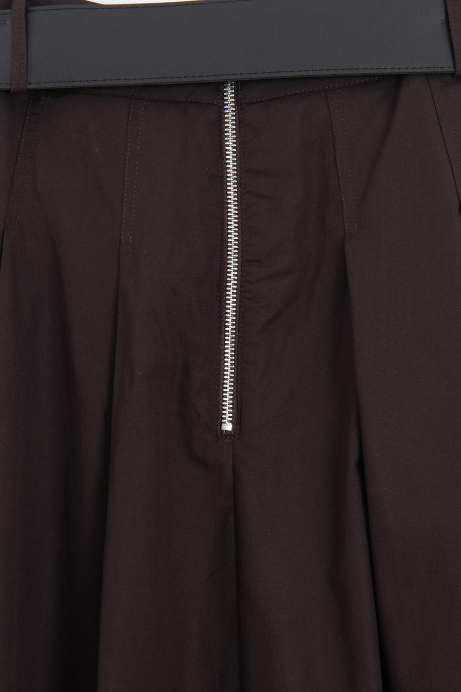 Pleated Midi Ruffled Skirt Brown