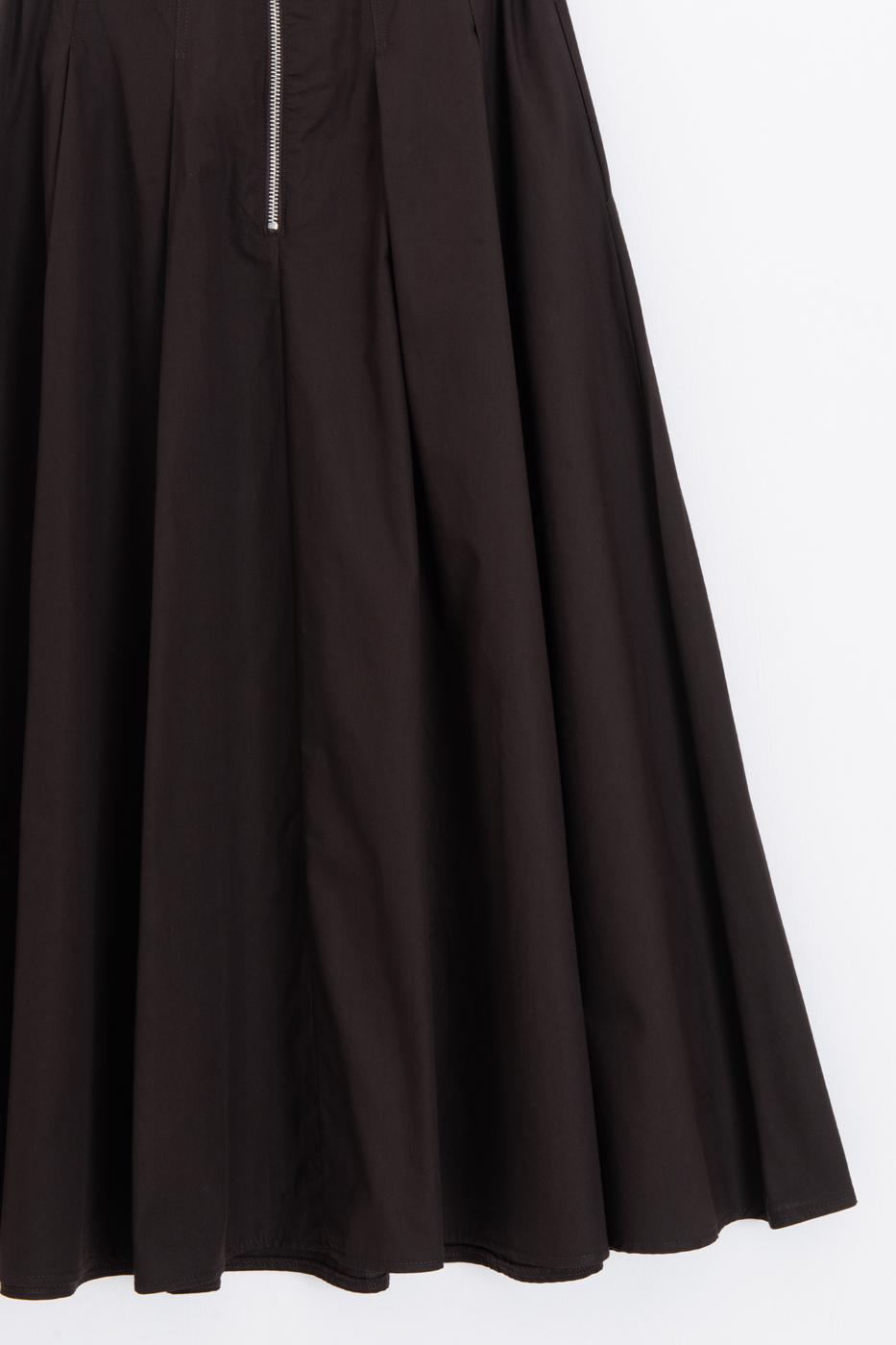 Pleated Midi Ruffled Skirt Brown