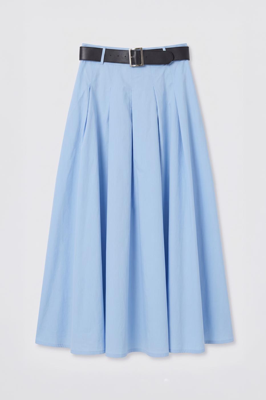 Pleated Midi Ruffled Skirt Blue