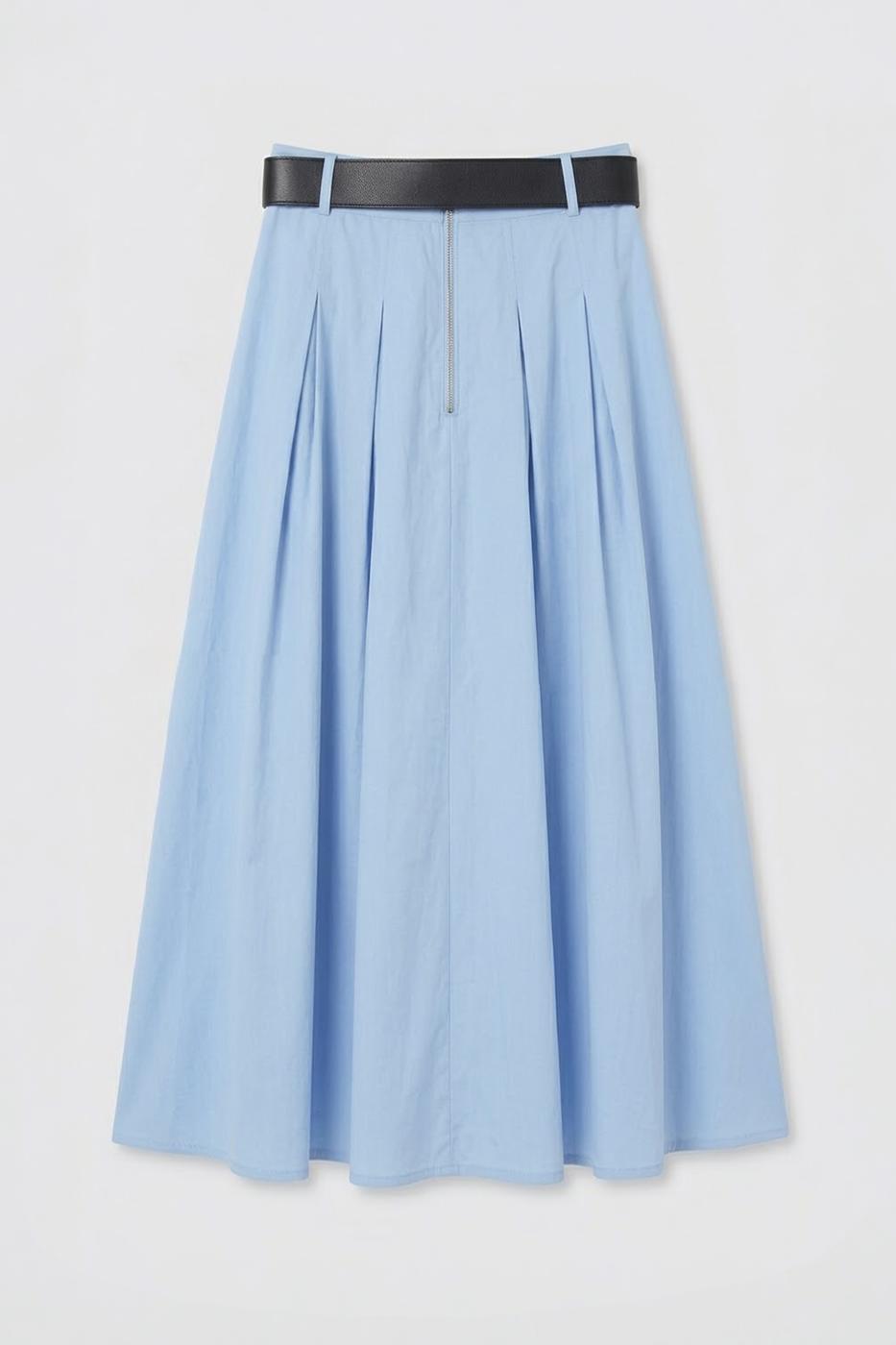 Pleated Midi Ruffled Skirt Blue