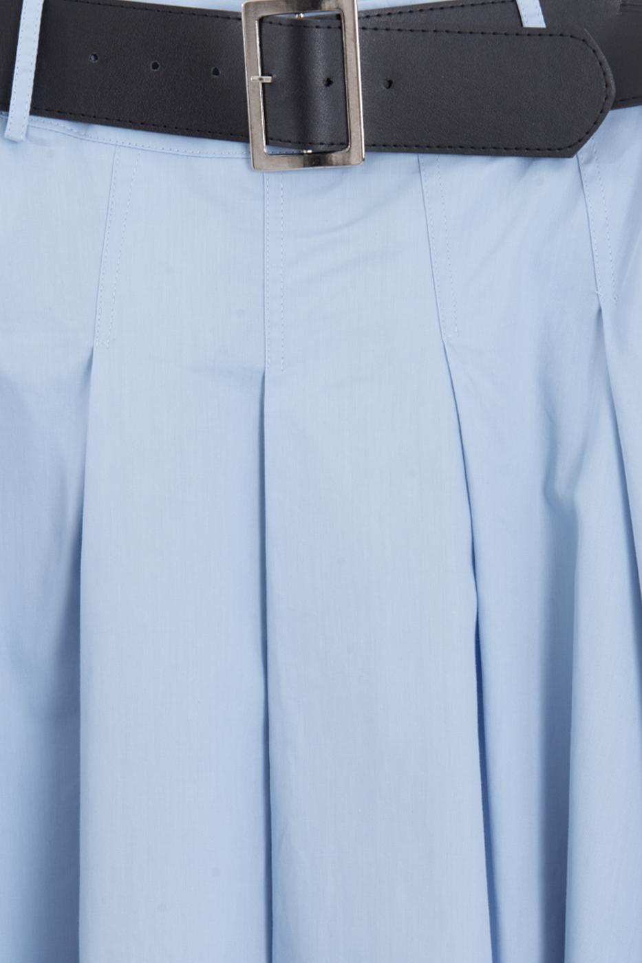Pleated Midi Ruffled Skirt Blue