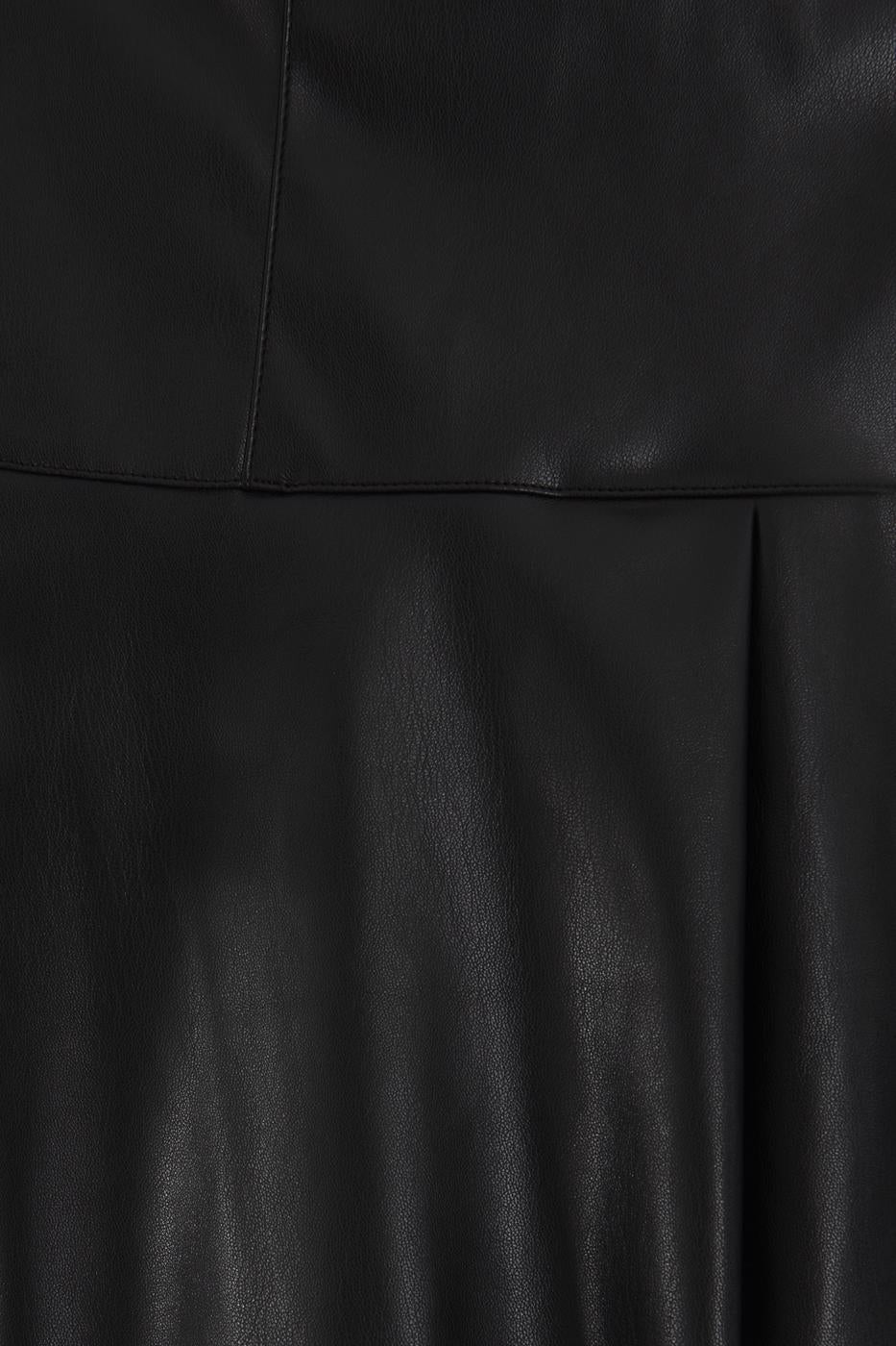 Pleated Mini Leather Skirt Black