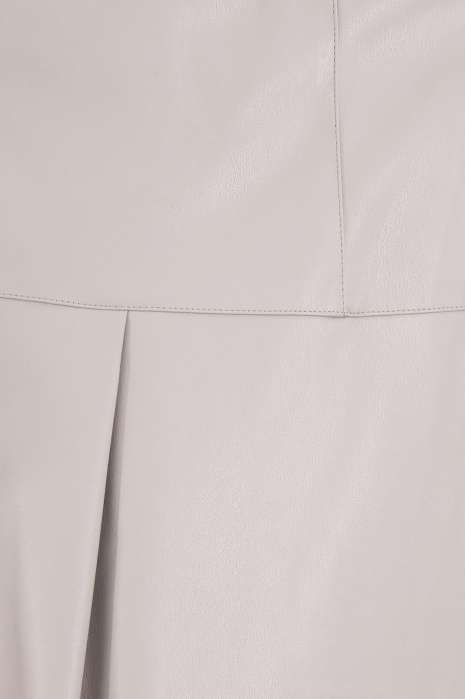 Pleated Mini Leather Skirt Stone