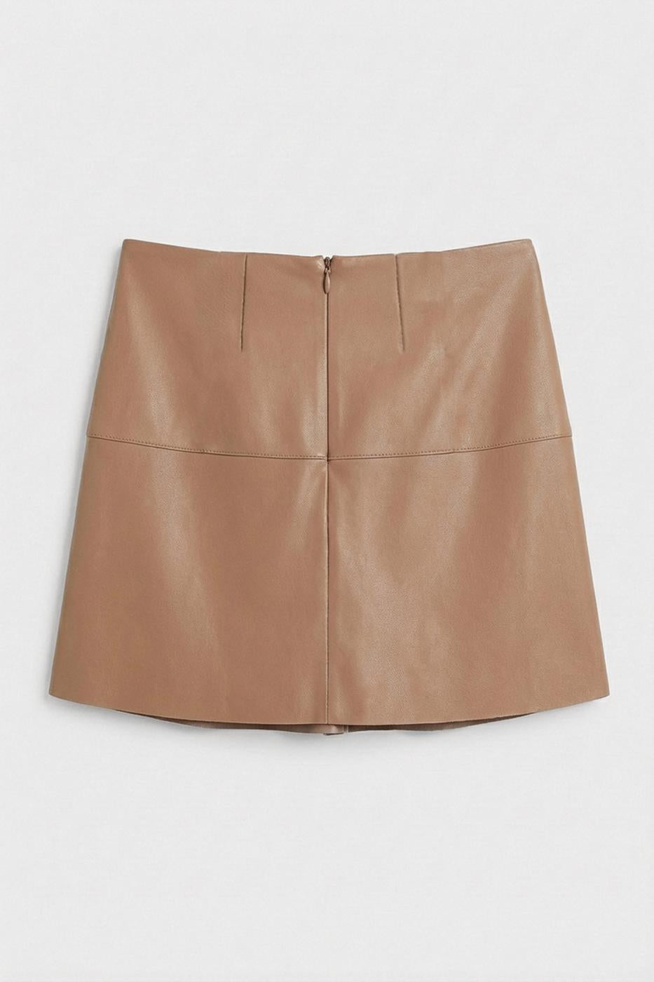 Pleated Mini Leather Skirt Mink
