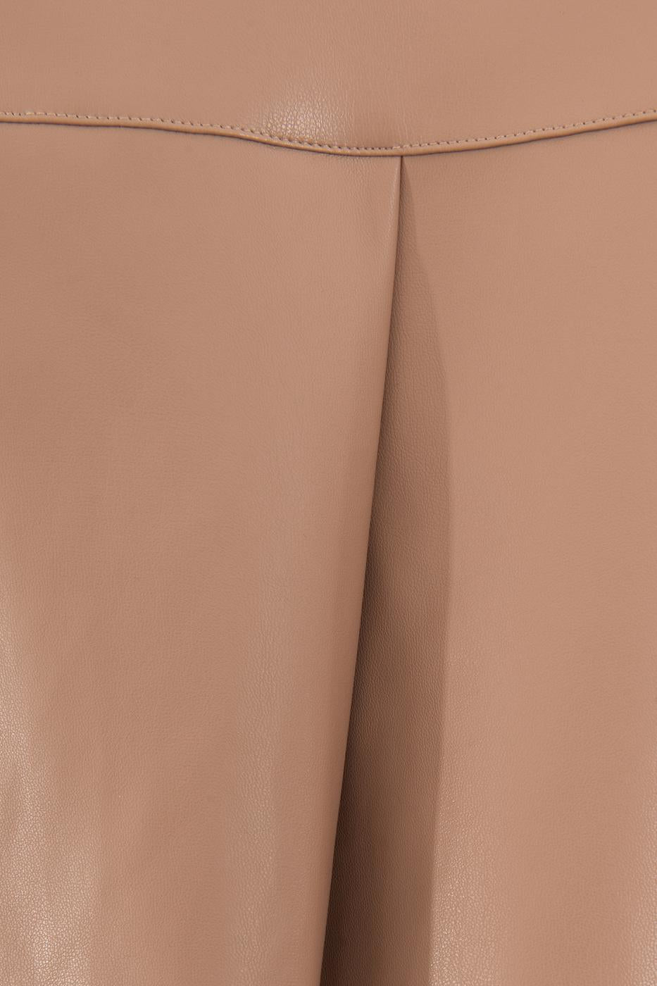 Pleated Mini Leather Skirt Mink