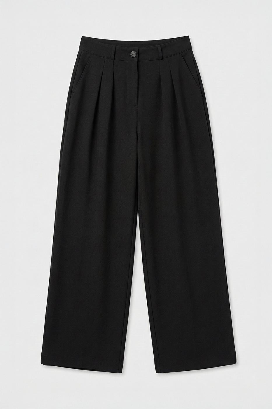 Pleated Palazzo Trousers Black