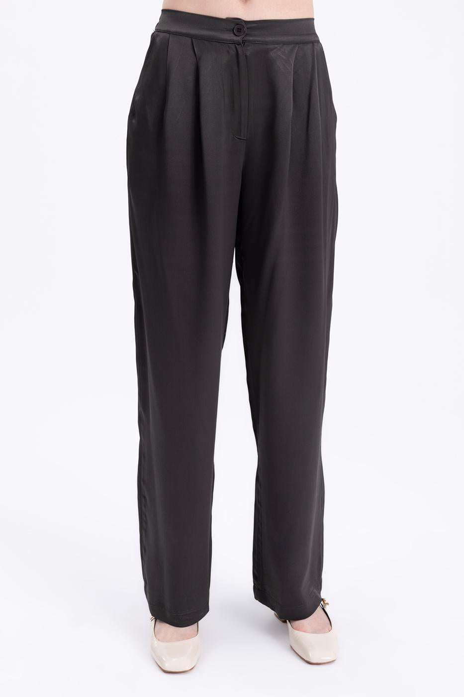 Pleated Satin Pants