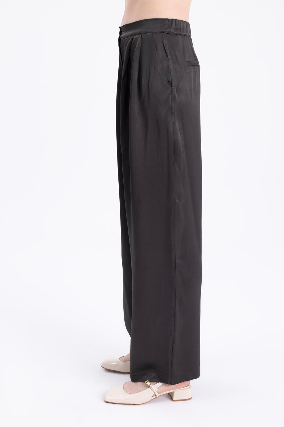 Pleated Satin Pants