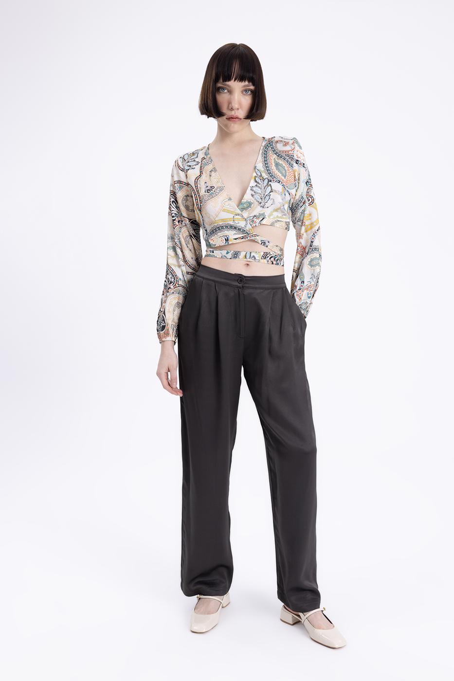 Pleated Satin Pants