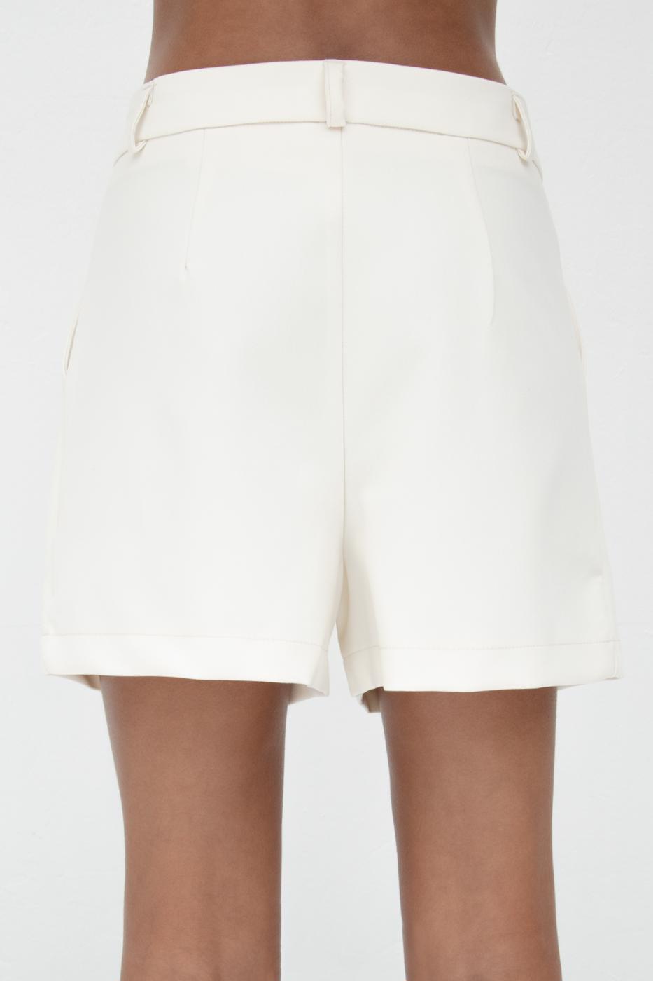 Pleated Mini Shorts Ecru